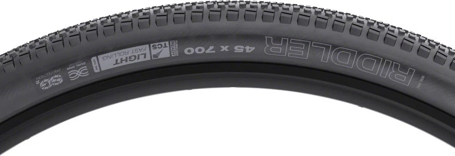 WTB Riddler Tire 700 x 45 Tubeless Folding Black Gravel TCS Light Fast Rolling - Image 2 of 4