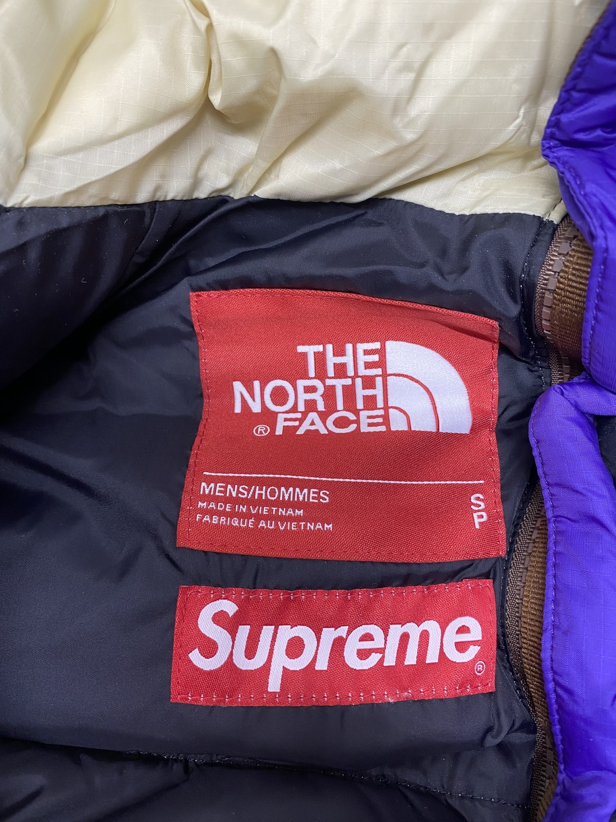 The North Face x Supreme Mens Split Nuptse Puffy Jacket Size S Gravel, Purple thumbnail 14