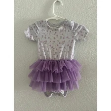 Baby Bamboo Posh Peanut Purple Floral Outfit with Tutu  12-18 Months