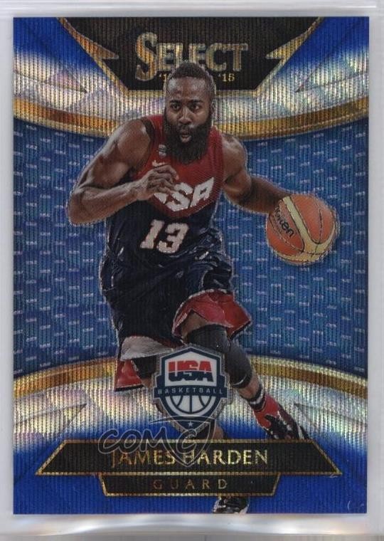 2014-15 Panini Select Courtside Blue & Silver Prizm James Harden #214 7n6