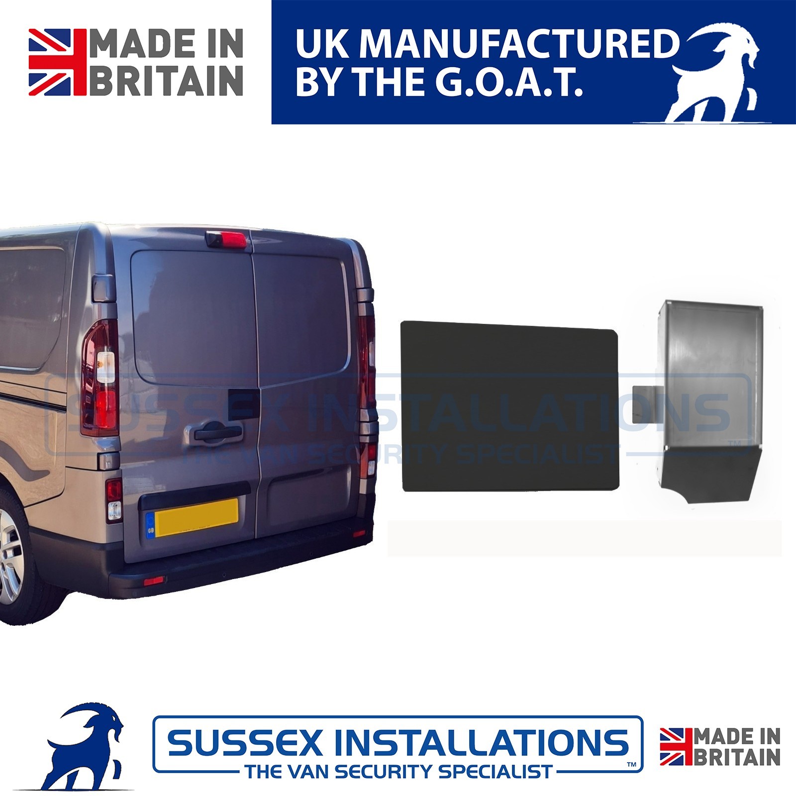 Van Security Rear Barn Internal External Shield For Nissan NV300 2014-22 Black