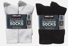 Kirkland Signature Men’s Athletic Socks 8 Pair Choose Color - Made in USA - NEW!
