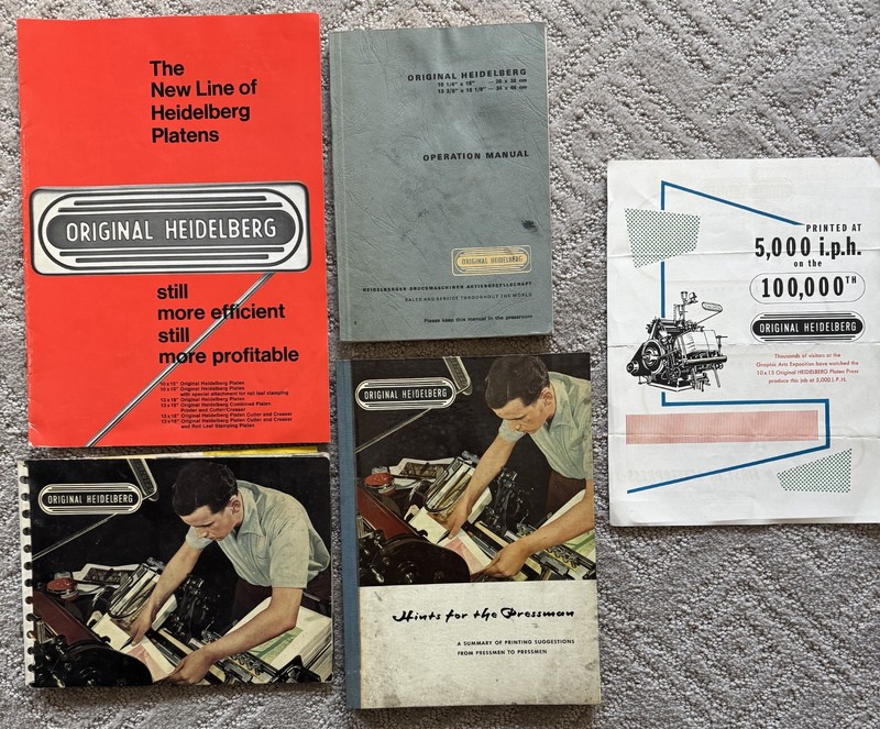 heidelberg windmill printing press operating manual / "Hints for the Pressman"