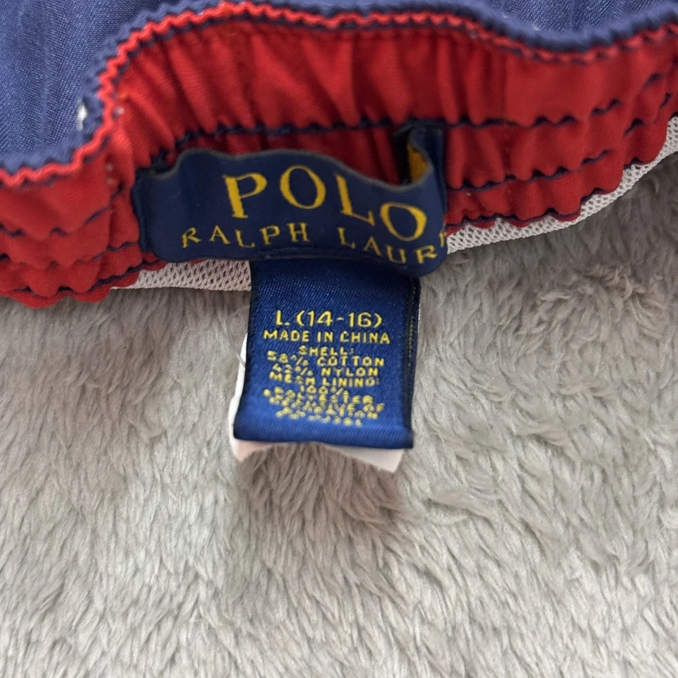 Bermuda de natação Polo Ralph Lauren masculina grande azul marinho vermelha pônei grande malha com cordão - Imagem 3 de 4