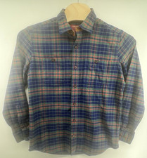 Orvis Medium Perfect Flannel Shirt Blue Green Plaid Men s Classic Fit Cotton