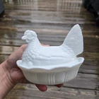 Vintage Fenton Milk Glass Hen on Nest 5.5" Long Chicken Trinket Candy Dish