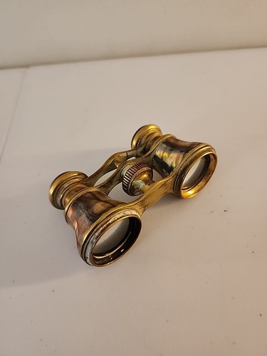 Antique Brass Mother Of Pearl LA Corona Extra Power Opera Theater Binoculars