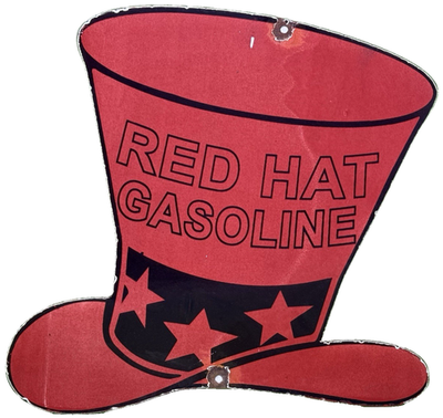 #ad #ad VINTAGE RED HAT GASOLINE PORCELAIN SIGN STANDARD OIL GAS STATION PUMP PLATE $115.98