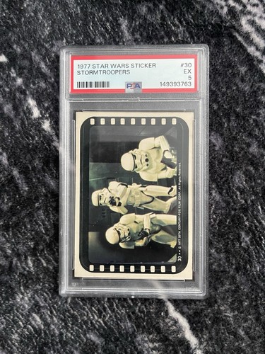 1977 Topps Star Wars Stickers #30 Deadly blasters! — PSA 5