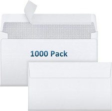 1000 Pack 6-3/4 Security Envelopes White Self Seal Tinted Windowless Bulk 28 LB