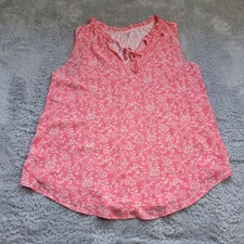 LOFT Outlet Pink Floral Sleeveless Blouse L Polyester