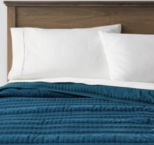 Threshold Lofty King Velvet Quilt Dark Teal Blue Nwot