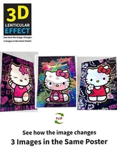 Hello Kitty- 3D Poster 3DLenticular Effect-3 Images In One