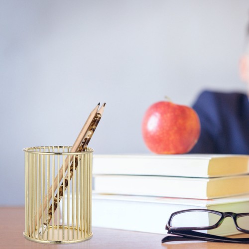 Home Hohl Aufbewahrung Halter Schreibwaren Stift Behälter Metall Handwerk (Golden) - Bild 11 von 12