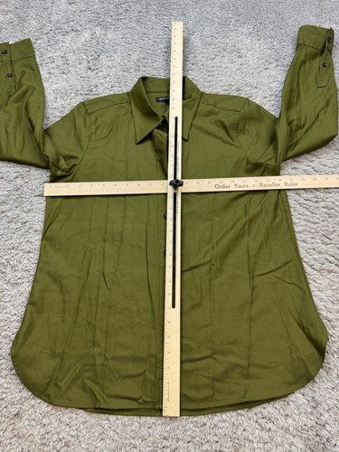 Banana Republic Top Women Medium Olive Green Satin Blouse Button Up Shirt NWT - Picture 5 of 10