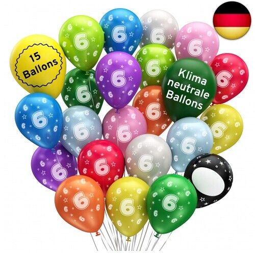 BIO Luftballons 6. Geburtstag •15 Stück• MADE IN EU • Premium BIO Ballons aus 10 - Bild 1 von 9
