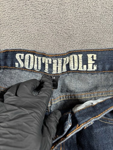 Southpole Jeans Juniors 30x25 Relaxed Baggy Fit Blue Dark Wash Retro Y2K (Hemmed - Picture 3 of 10