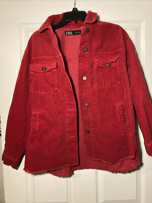 Zara Womens Oversized Corduroy Shacket Shirt Jacket Size Small Trucker  Baggy