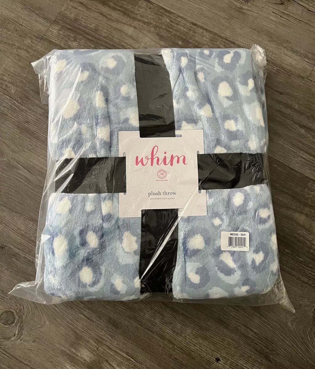 New Martha Stewart Collection Whim Plush Throw Blanket 50 in x 60 in Blue Cover