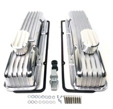 Chevy Aluminum Tall Finned Valve Cover Breather Pcv Kit Gasket 350 Nostalgic