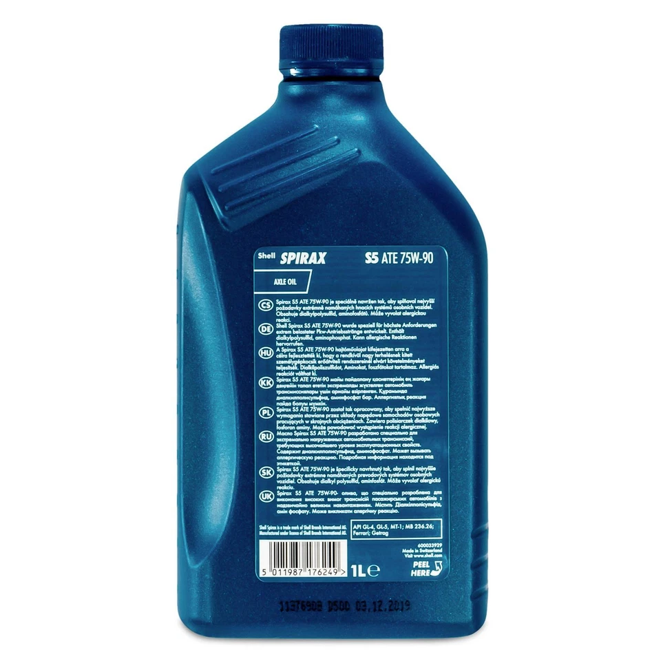 1 Liter original Shell Spirax S5 ATE 75W-90 Getriebeöl 5011987176249 GL-4 GL-5 - Bild 2 von 4