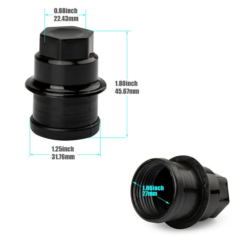 24 PIEZAS Reemplazar 12472838 9597158 15767268 Negro Tuerca Rueda Cubiertas M27-2.0 Hex 22mm Foto 2 de 4