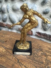 Very Nice Bronze Woman Dancer Golden Daniel David Signed 1970 Sculpture Statue