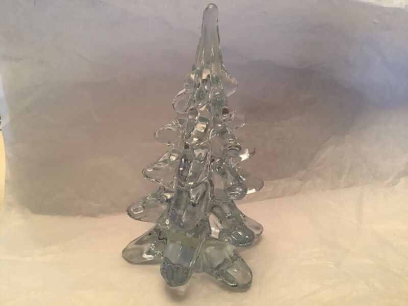Enesco Glass Clear Christmas Tree made in Taiwan 6 inches. “X”