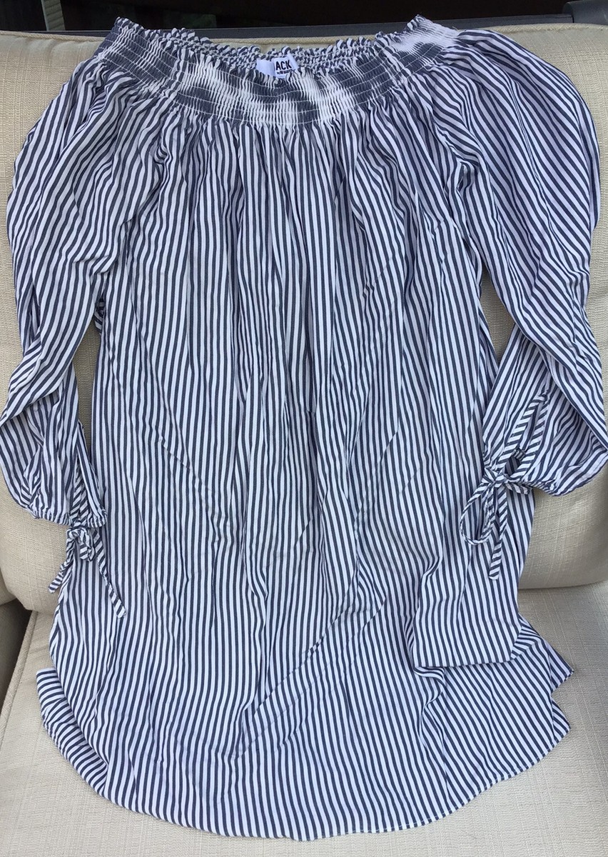 JACK BB Dakota Sz Medium Striped Open Back Tunic Top White/Gray | eBay