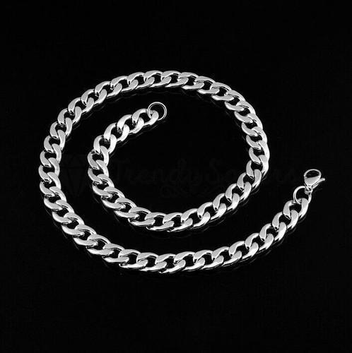 18ct Gold Plated Men Women Silver Stainless Steel Cuban Curb Link Chain Necklace - Picture 31 of 36