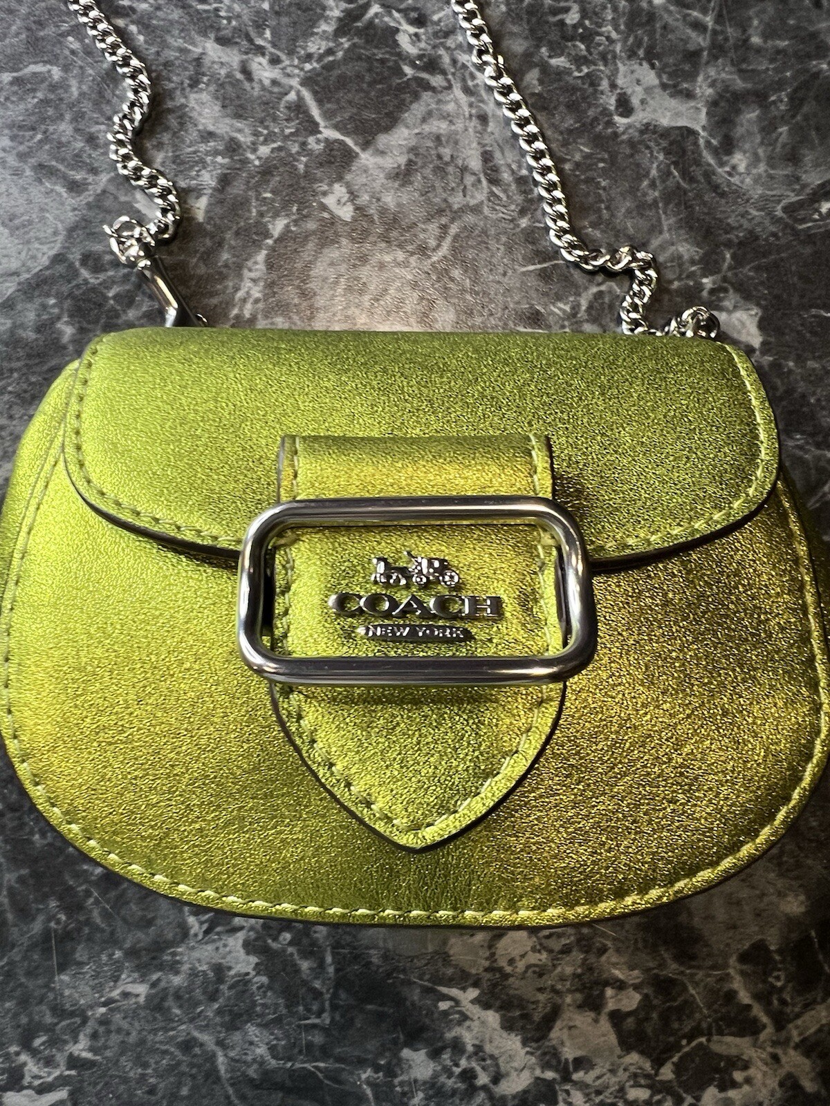 Coach Metallic Lilac Morgan Card Case Chain Strap CP245