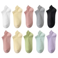 5 Pairs Women Summer Cool Mesh Ankle Socks Cotton Solid Color Low Cut Socked