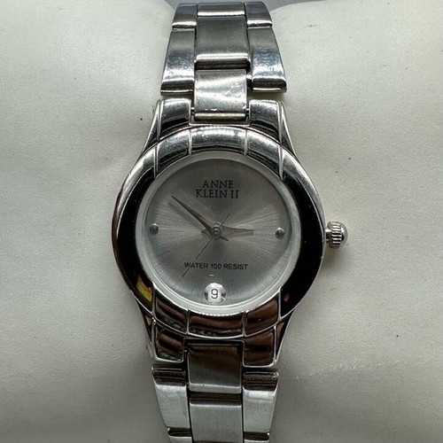 Anne Klein Watch Women Silver Tone Round Dial Date Window New Battery 6.25" - Picture 3 of 10