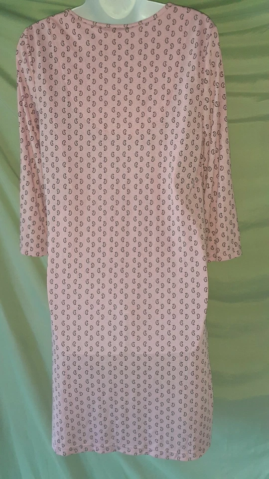 Camisón Jaclyn Smith Púrpura Negro Manga 3/4 Hasta la Rodilla Pequeño 38" BUSTO Foto 4 de 4