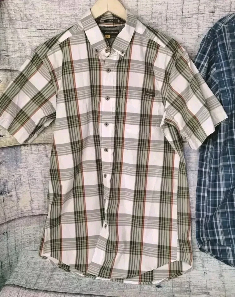 Lote de 2 - Camisas a Cuadros G.H Bass & Eddie Bauer Abotonadas - Para Hombre Talla Mediana Foto 2 de 4