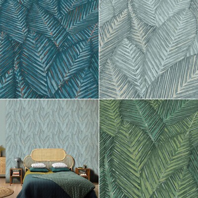Erismann Martinique Exotic Leaf Wallpaper Tropical Palm Leaves Textured Vinyl