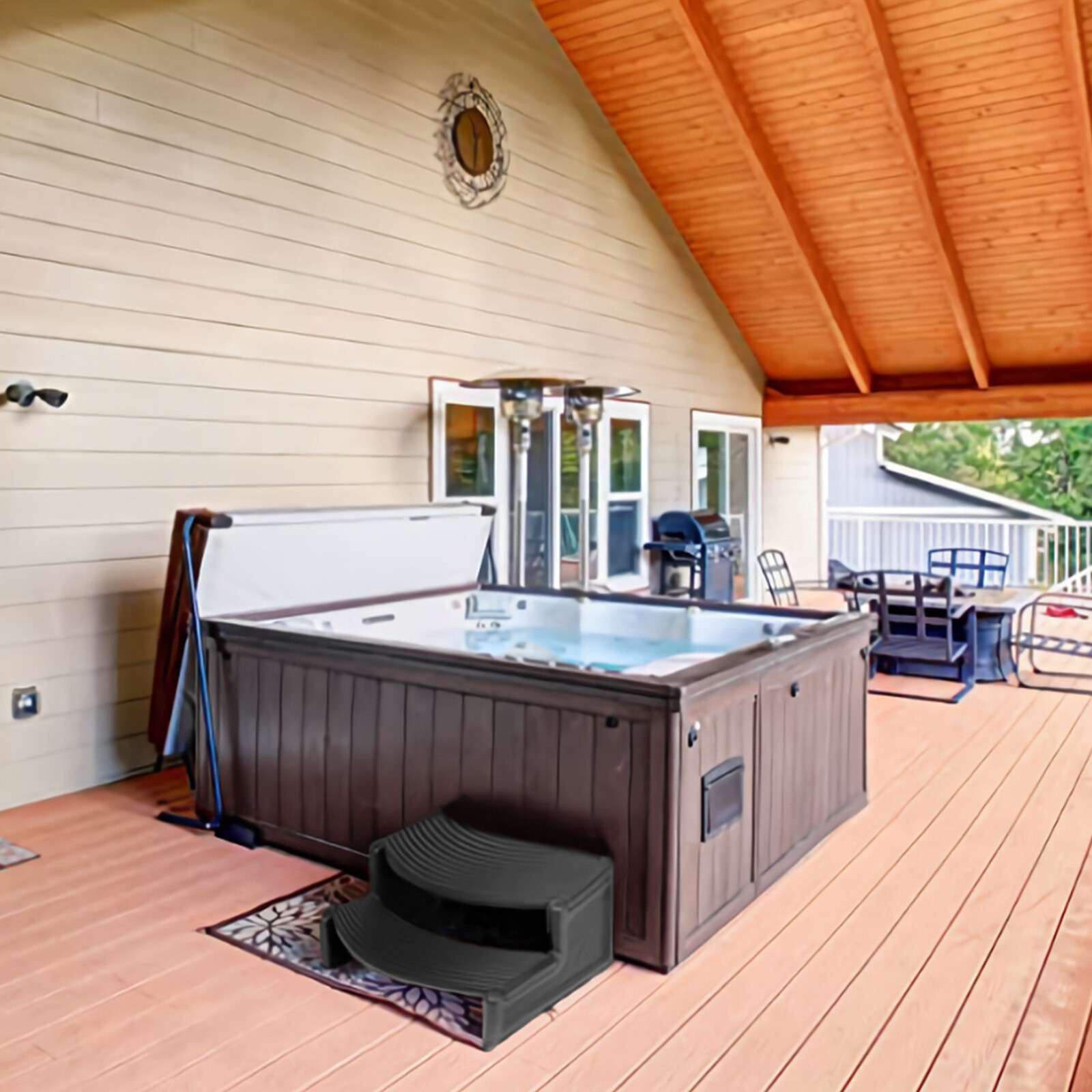 For Universal Spa Hot Tub Outdoor Steps No Slip Multi Purpose Handi-Step Black