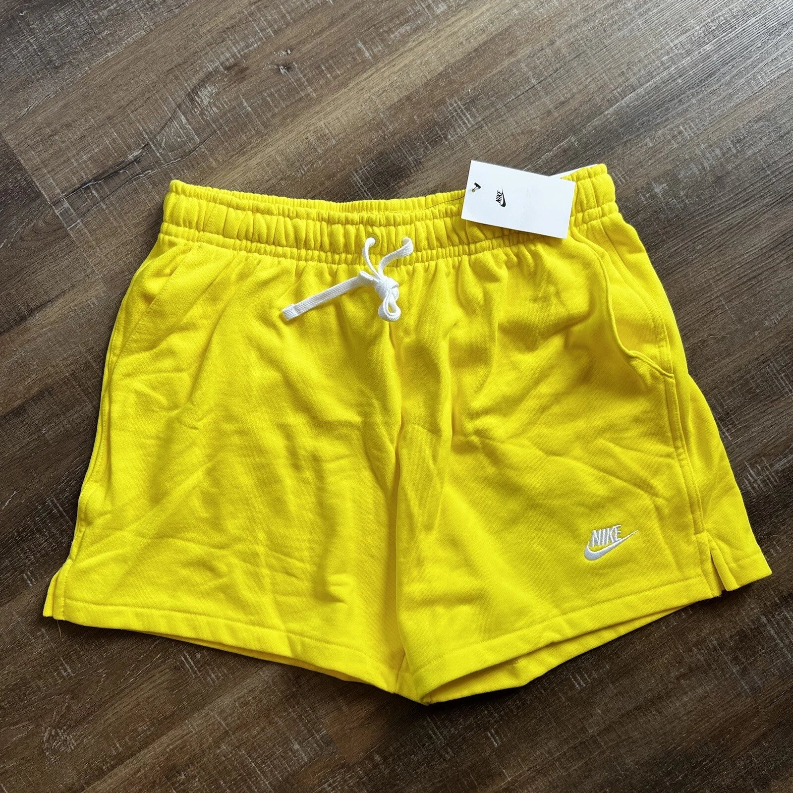 Nike Shorts Large Mens Club Fleece Opti Yellow French Terry Flow $50