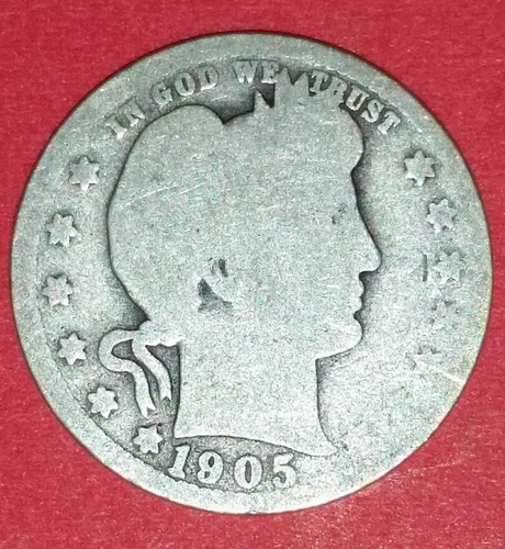 1905 Philadelphia Mint  Silver Barber Quarter  ID #77A-6