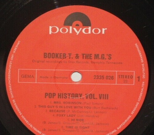 BOOKER T. M.G.'S Pop History Vol. 8 German 2LP VG+ Polydor Vinyl Plays Well - Picture 3 of 4