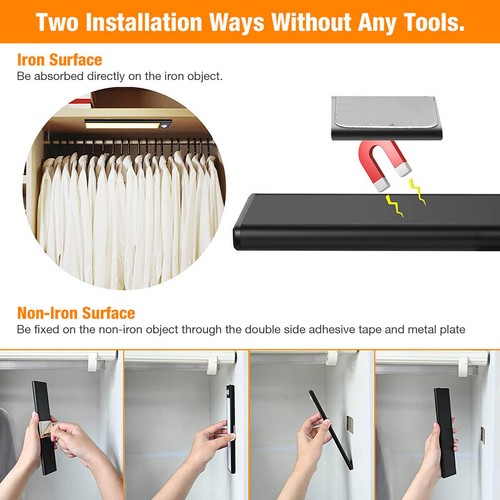Under Cupboard Wardrobe Lights Wireless LED Motion Sensor Closet Cabinet Light - Picture 9 of 17