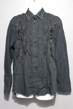 Roar Strength Refined Shirt Men’s XL Button Up Long Sleeve Black Embroidery