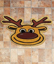 18"x 30" Shaped Reindeer Coir Doormat Welcome Door Rug Snowman Winter Decor