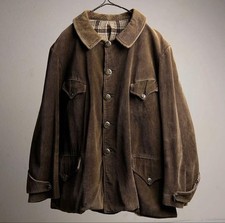 1950s French Vintage Corduroy Hunting Jacket XL Animal Buttons Damaged