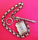 Antique GOLD PLATED ART DECO MESH FLORAL PENDANT WATCH CHAIN