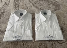 TWO Brooks Brothers Pilot Shirt Mens 15.5 White Short Sleeve United Airlines NWT