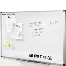 Tableau Blanc Magnétique 60x45cm Effaçable Cadre Aluminium Bureau École