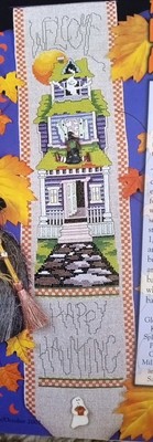 Cross Stitch ''HAUNTED HOUSE BELL PULL'' pattern ~ Halloween, ghost, welcome
