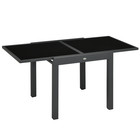 Outdoor Dining Table Black 160x80cm Extendable Aluminium Frame Tempered Glass XL