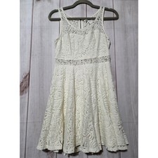 American Rag Lace Fit Flare Dress Ivory Sleeveless Scoop Neck Women's M